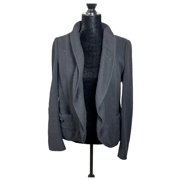 Burberry London Black Cashmere Wool Open Blazer Style Jacket Size 8 - Picture 1 of 8